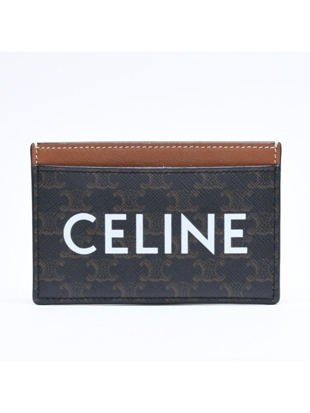 Celine Card Case Triomphe Canvas Brown Black